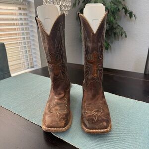 Larry Mahan Leather Cowboy Boots size 8